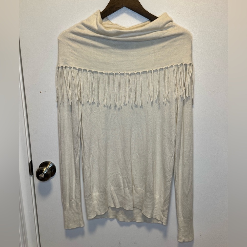 Chelsea & Theodore Women’s Cream Knit Top with Black Label Cozy Soft Size Large